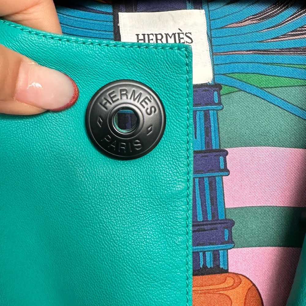 Sold ❌Hermès Teal Leather Jacket - Picture 2 of 11